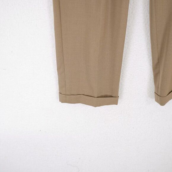 Nordstrom JB Britches Tabaldo Togna Wool Tan Dress Pants 37/31 Pleated Cuffed Hi - Picture 2 of 8